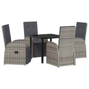 vidaXL Set da Pranzo per Giardino con cuscino 5 pcs Grigio polyrattan