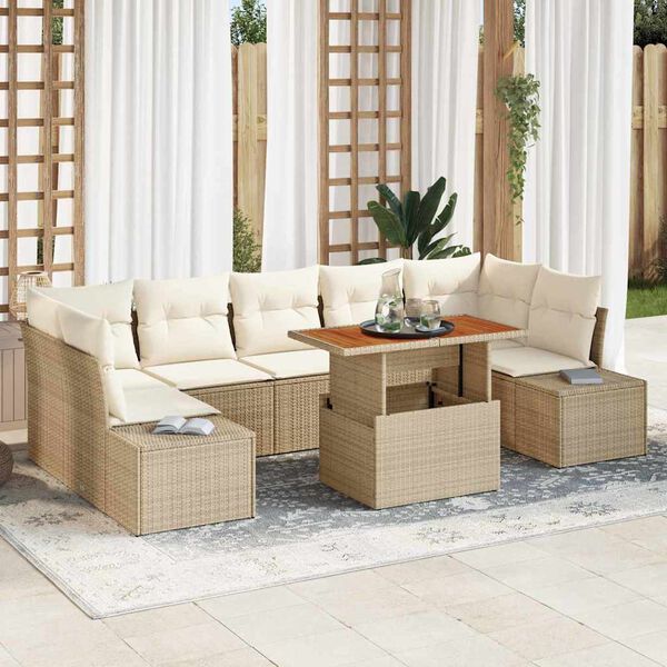 vidaXL Set Divano da Giardino 8 pcs Beige Poly Rattan