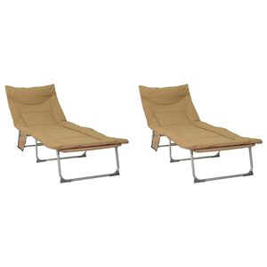 vidaXL Lettino prendisole pieghevole con cuscino 2 pz Beige