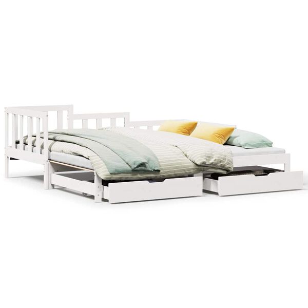 vidaXL Letto Estraibile con Cassetti senza Materasso Bianco 90x190 cm
