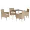 vidaXL Set da Pranzo da Giardino 5 pz con Cuscini Beige in Polyrattan