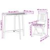 vidaXL Set da Pranzo per Giardino 3 pcs Nero Legno di Acacia Massello