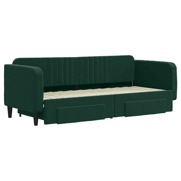 vidaXL Divano Letto Estraibile Cassetti Verde Scuro 80x200cm Velluto