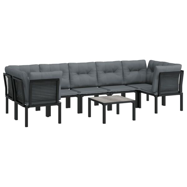 vidaXL Set Salotto da Giardino 8 pz Nero e Grigio in Polyrattan