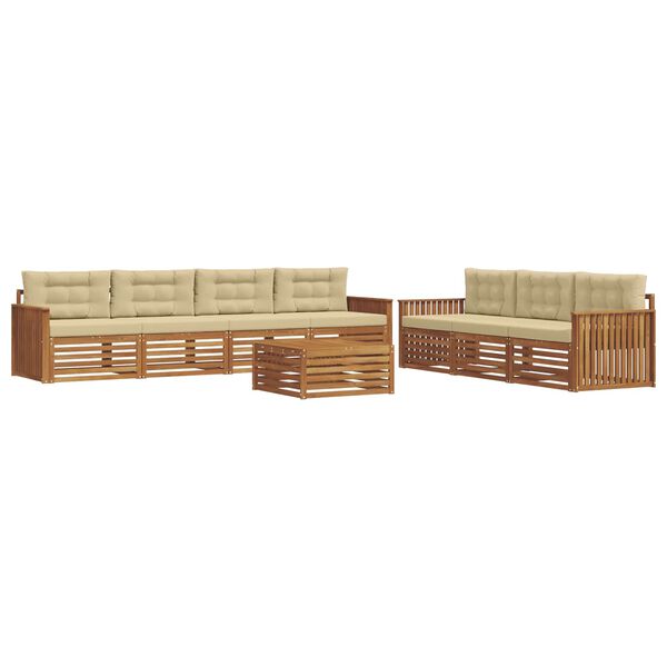 vidaXL Set di divani da esterno con cuscino 8 pcs Naturale e Beige