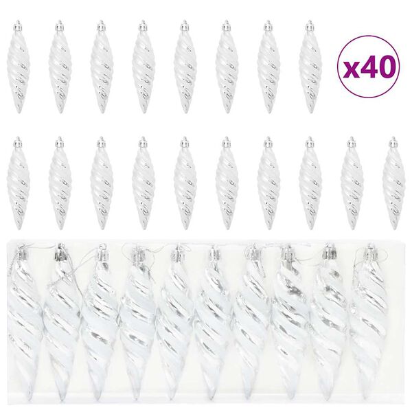 vidaXL Palla a spirale di Natale 40 pcs Argento