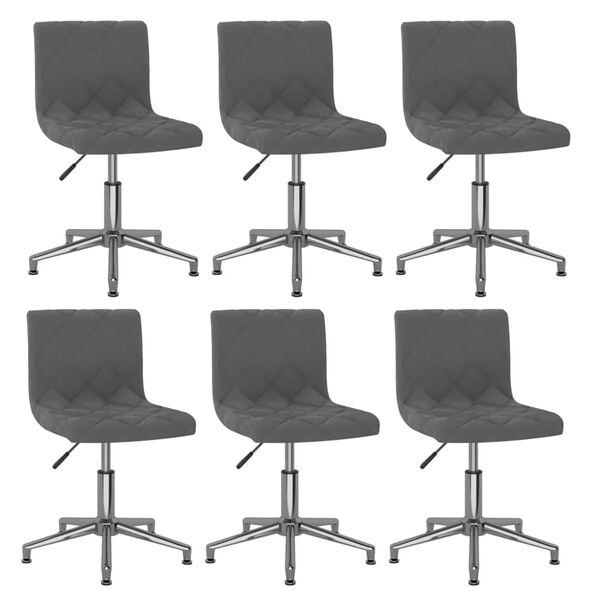 vidaXL Sedie da Pranzo Girevoli 6 pz Grigio Scuro in Velluto
