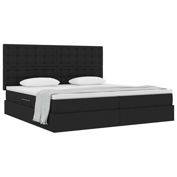 vidaXL Letto con contenitore e materasso Nero 200 x 200 cm Poliestere