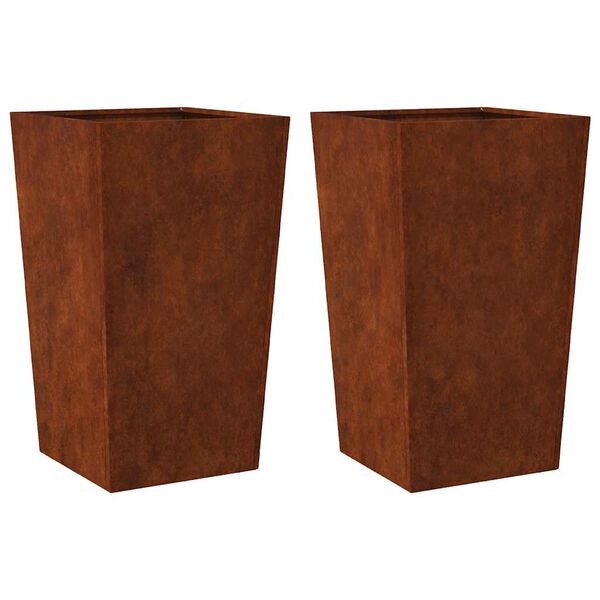 vidaXL Fioriere da Giardino 2 pz 45x45x75 cm in Acciaio Corten
