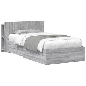 vidaXL Telaio del letto con storage Sonoma grigio 75 x 190 cm