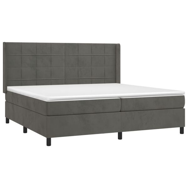 vidaXL Letto a Molle con Materasso e LED Grigio Scuro 200x200 cm
