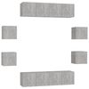 vidaXL Set di Mobili Porta TV 8 pz Grigio Cemento in Legno Multistrato