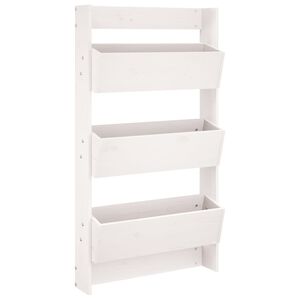 vidaXL Fioriera Muro 3Ripiani Bianca 60x18,5x110cm Legno Massello Pino