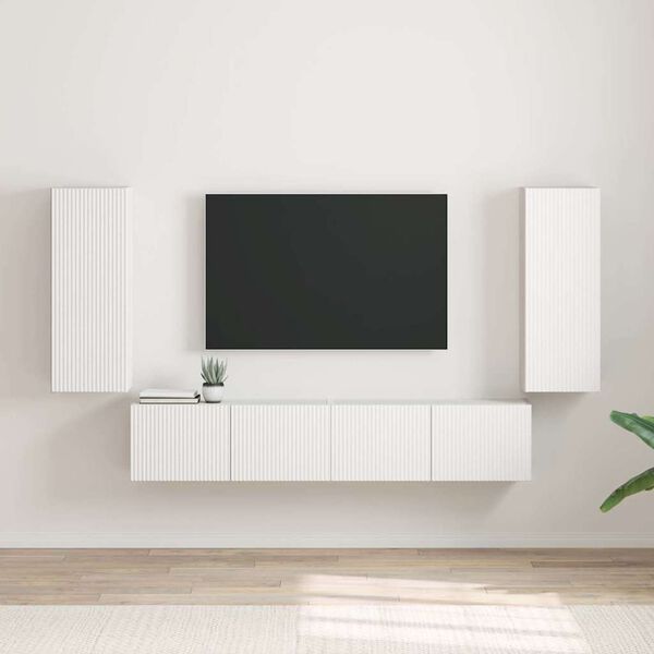 vidaXL Mobile TV da parete 2 pcs Bianco 30 x 31 x 80 cm