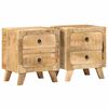 vidaXL Comodini 2pz 40x32x46 cm in Legno Massello di Mango Grezzo
