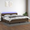 vidaXL Letto a Molle Materasso e LED MarroneScuro 200x200cm in Tessuto