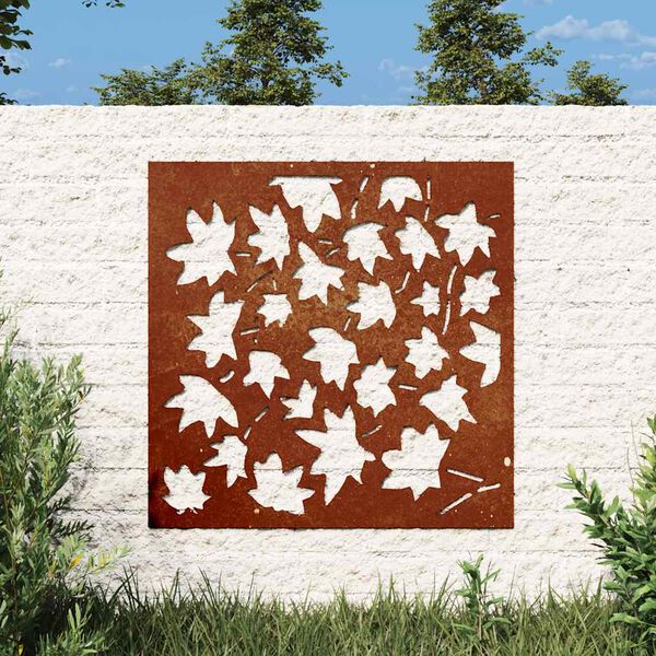vidaXL Decorazione Muro Giardino 55x55 cm Foglia Acero Acciaio Corten