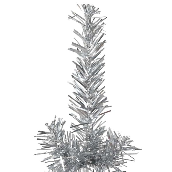 vidaXL Albero Natale Artificiale Sottile a Met&agrave; Supporto Argento 210cm