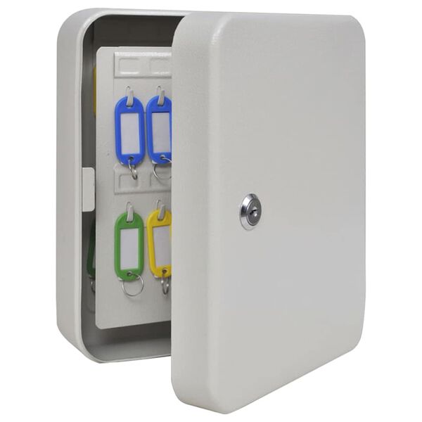 vidaXL Scatola per Chiavi con blocco Avorio 20 x 7,5 x 25 cm Acciaio