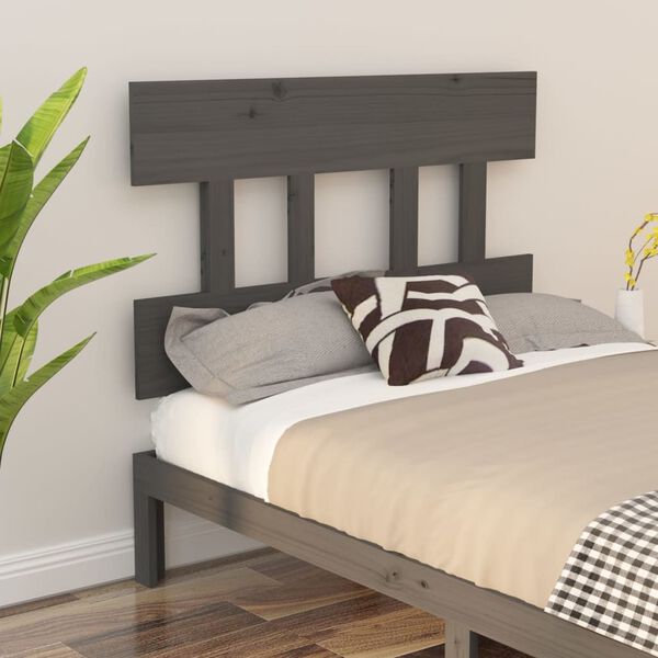 vidaXL Testiera per Letto Grigia 103,5x3x81 cm Legno Massello di Pino