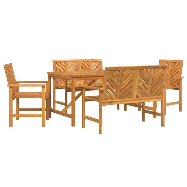 vidaXL Set da Pranzo per Giardino 5 pcs Marrone