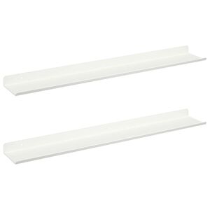 vidaXL Mensola sospesa 2 pz Bianco 60 x 8,5 x 2,5 cm Acciaio