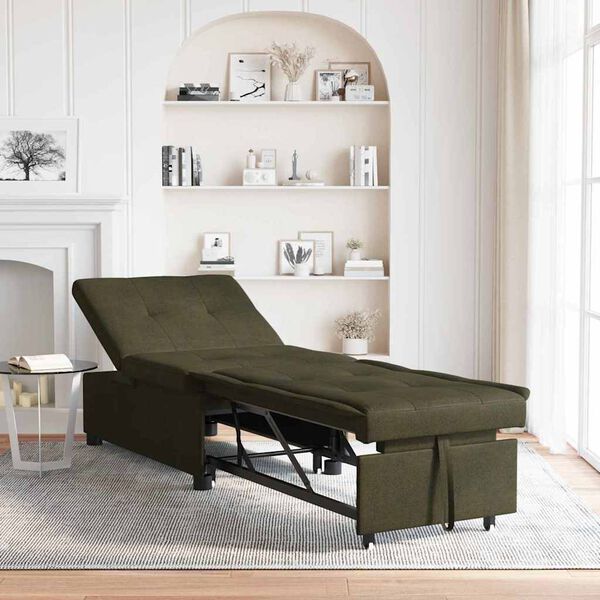 vidaXL Divano letto Verde militare 194 x 67 x 82 cm Tessuto Huahua