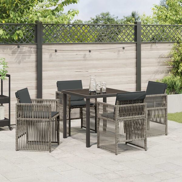 vidaXL Set da Pranzo per Giardino 5 pcs Grigio