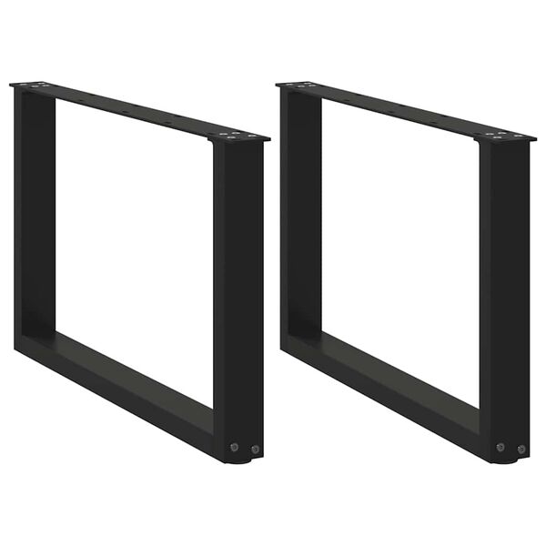 vidaXL Gambe per Tavolino da Caff&egrave; a Forma di U 2 pz Nere 60x(42-43) cm Acciaio
