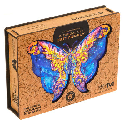 UNIDRAGON Puzzle in Legno 199 pz Intergalaxy Butterfly Medio 32x23 cm