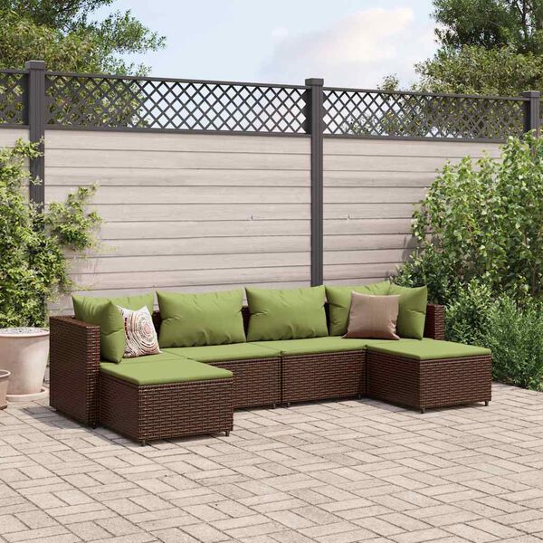 vidaXL Set Mobili da Giardino 6pz con Cuscini in Polyrattan Marrone