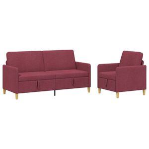 vidaXL Set di Divani con Storage 2 pz Rosso Vino Poliestere