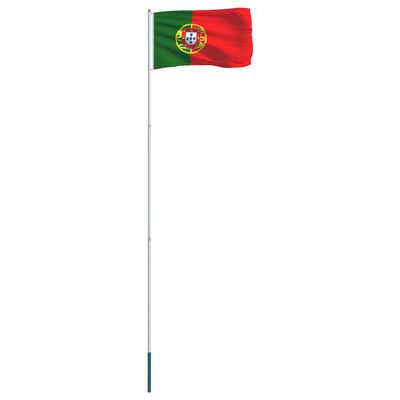 vidaXL Bandiera del Portogallo con Pennone in Alluminio 4 m