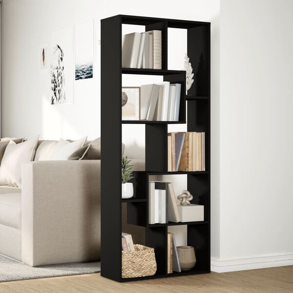 vidaXL Libreria Divisorio Nera 67x25x161,5 cm in Truciolato