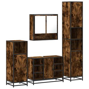 vidaXL Set Mobili da Bagno 4 pz Rovere Fumo in Legno Multistrato