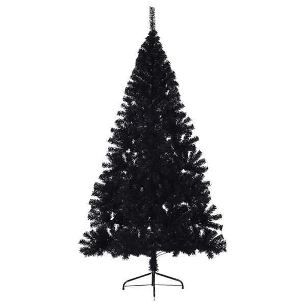 vidaXL Albero di Natale Artificiale a Metà con Base Nero 210 cm PVC