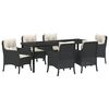 vidaXL Set da Pranzo per Giardino con cuscino 7 pcs Nero polyrattan