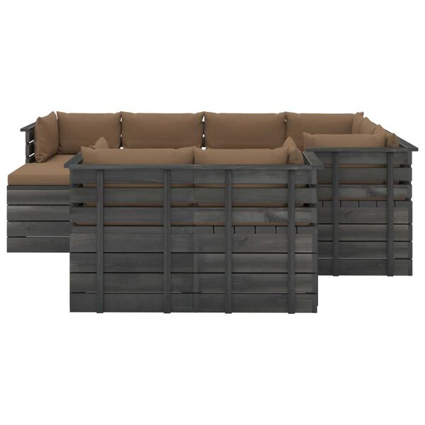 vidaXL Set Divani da Giardino Pallet 10 pz con Cuscini Massello Pino