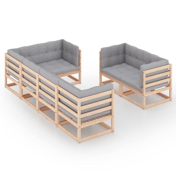 vidaXL Set Salotto Giardino 7 pz Cuscini Antracite Legno Massello Pino