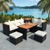 vidaXL Set Divani da Giardino 7 pz con Cuscini in Polyrattan Nero