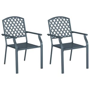 vidaXL Sedia da Giardino 2 pcs Antracite 56 x 65 x 89 cm Acciaio