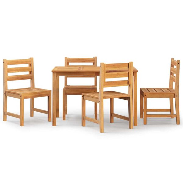 vidaXL Set da Pranzo per Giardino 5 pz in Legno Massello di Teak