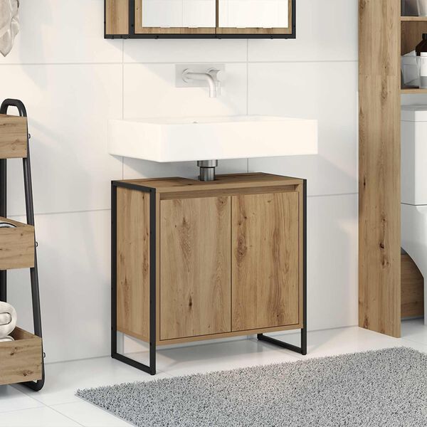 vidaXL Mobile da Bagno con porta Rovere Artigianale 60 x 30 x 60 cm