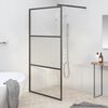 vidaXL Parete Doccia Walk in 100x195cm Vetro Semi Smerigliato ESG Nero
