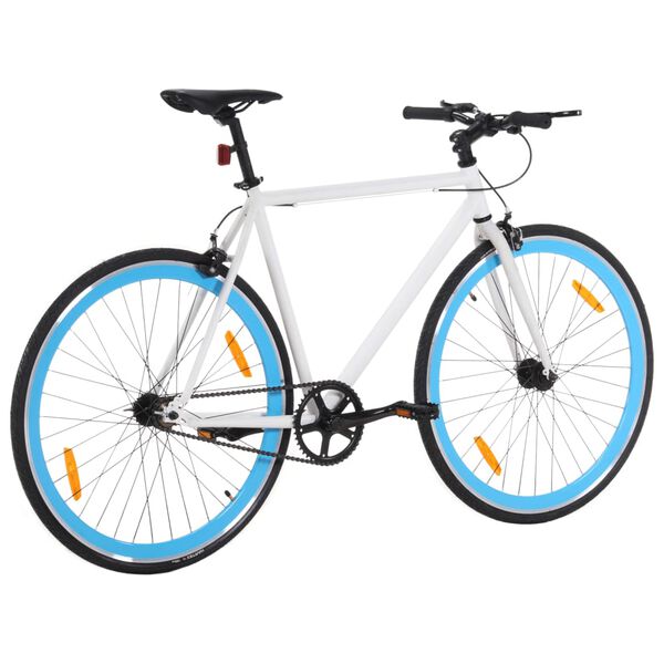 vidaXL Bicicletta a Scatto Fisso Bianca e Blu 700c 55 cm