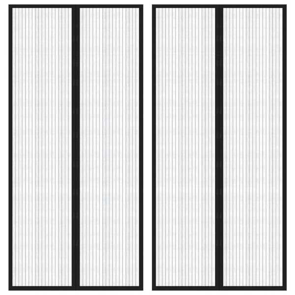 vidaXL Tende Antimosche 2 pz per Porte con Magneti Nere 220x110 cm