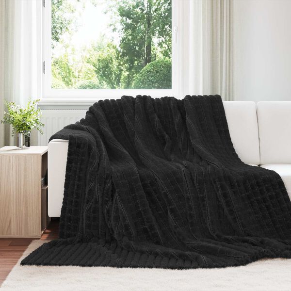 vidaXL Coperte da Pile 6 pcs Nero 270 x 240 cm Panno