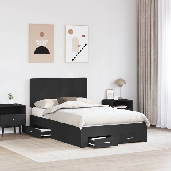 vidaXL Struttura del letto Nero 120 x 190 cm Legno multistrato