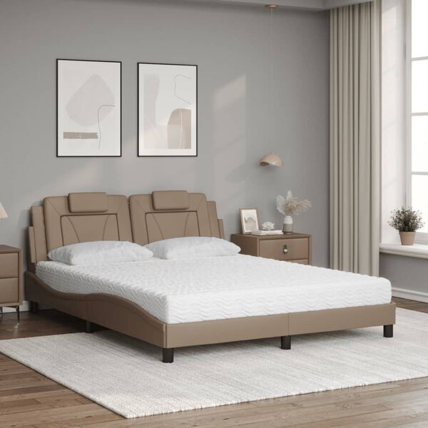 vidaXL Letto Viana con Materasso Cappuccino 160x200cm Similpelle
