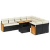 vidaXL Set Divani da Giardino 10pz con Cuscini in Polyrattan Nero